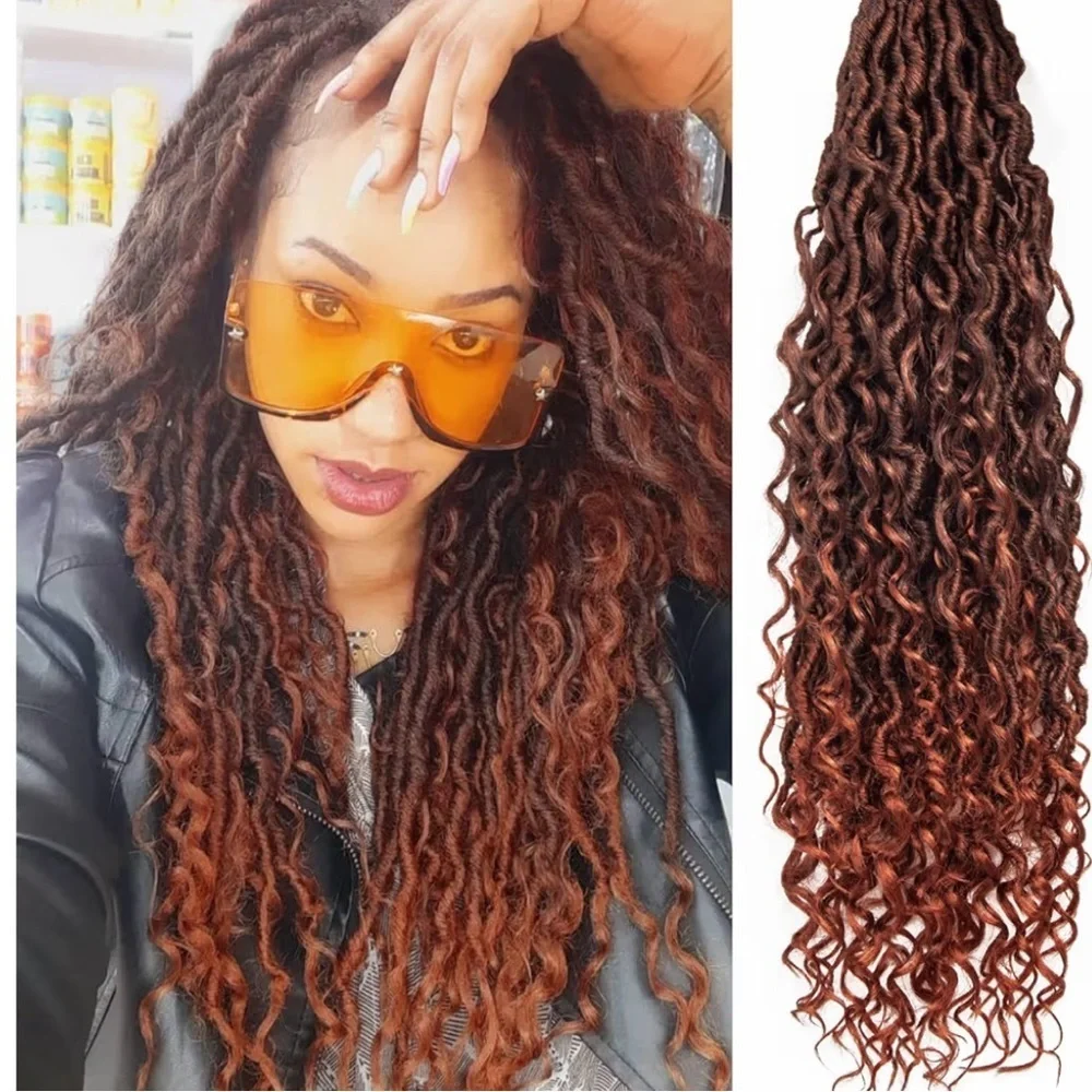 Goddess Locs Crochet Hair 18Inch Boho Faux Locs,Crochet Locs With Curly Ends